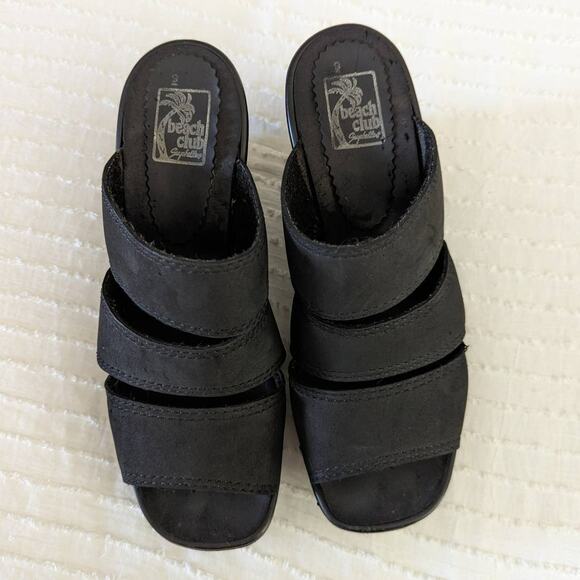 Beach Club Seychelles Black Wedge Slip On Sandals 9 - Picture 2 of 8